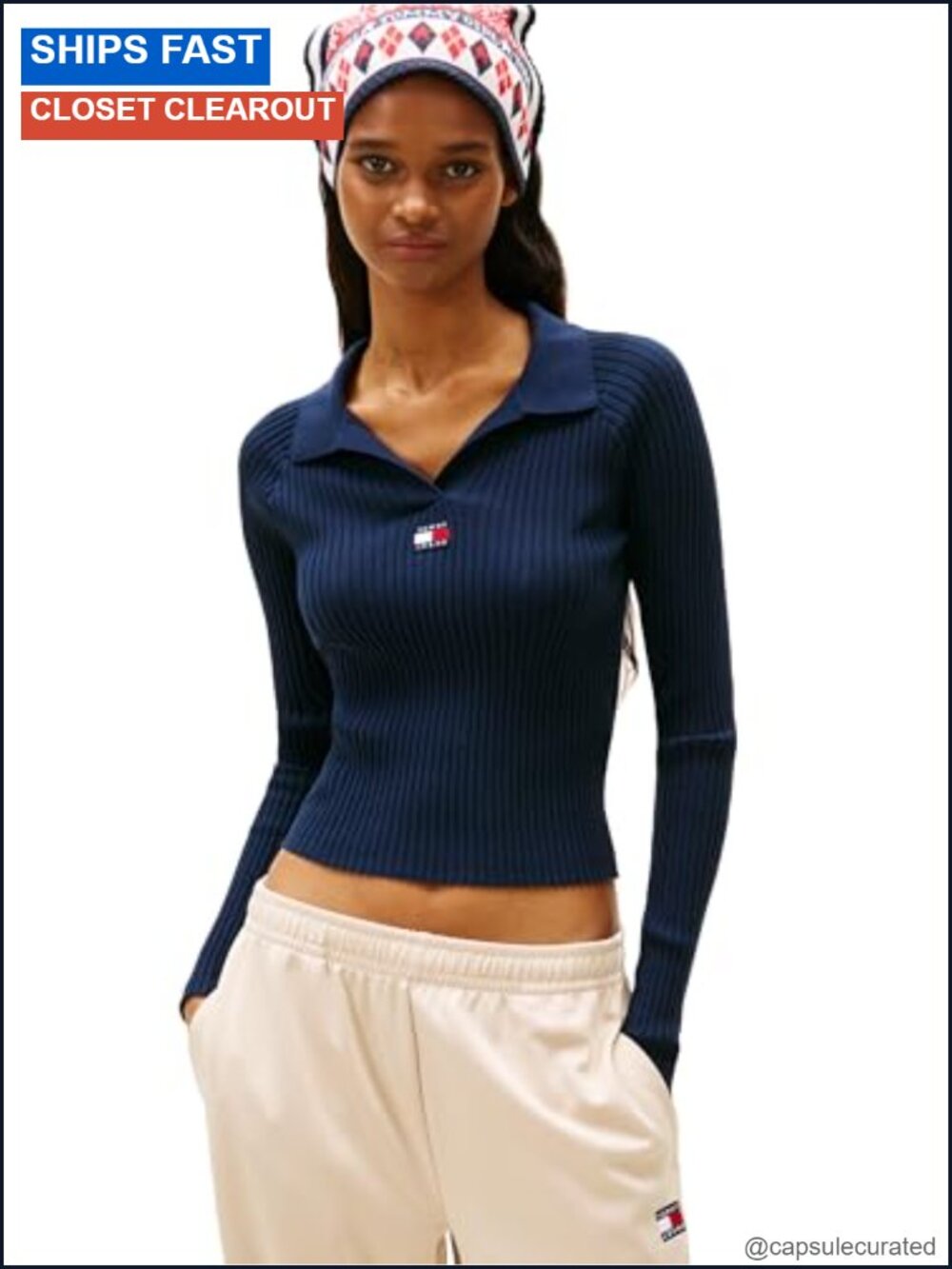 Long Sleeve Ribbed Polo Sweater Slim Fit Pullover